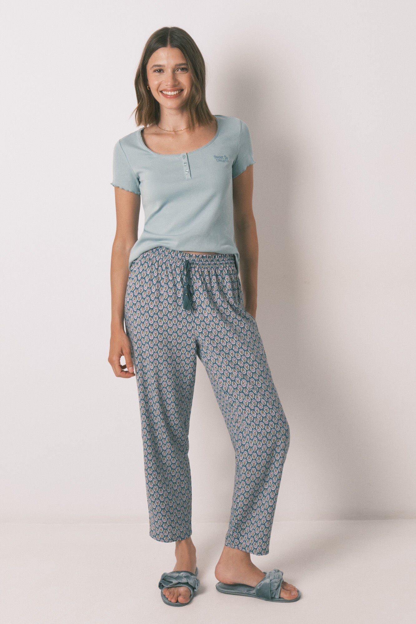 Women Secret_Green_Carrot Viscose Print Stamp Long Trouser_3702265_22_03