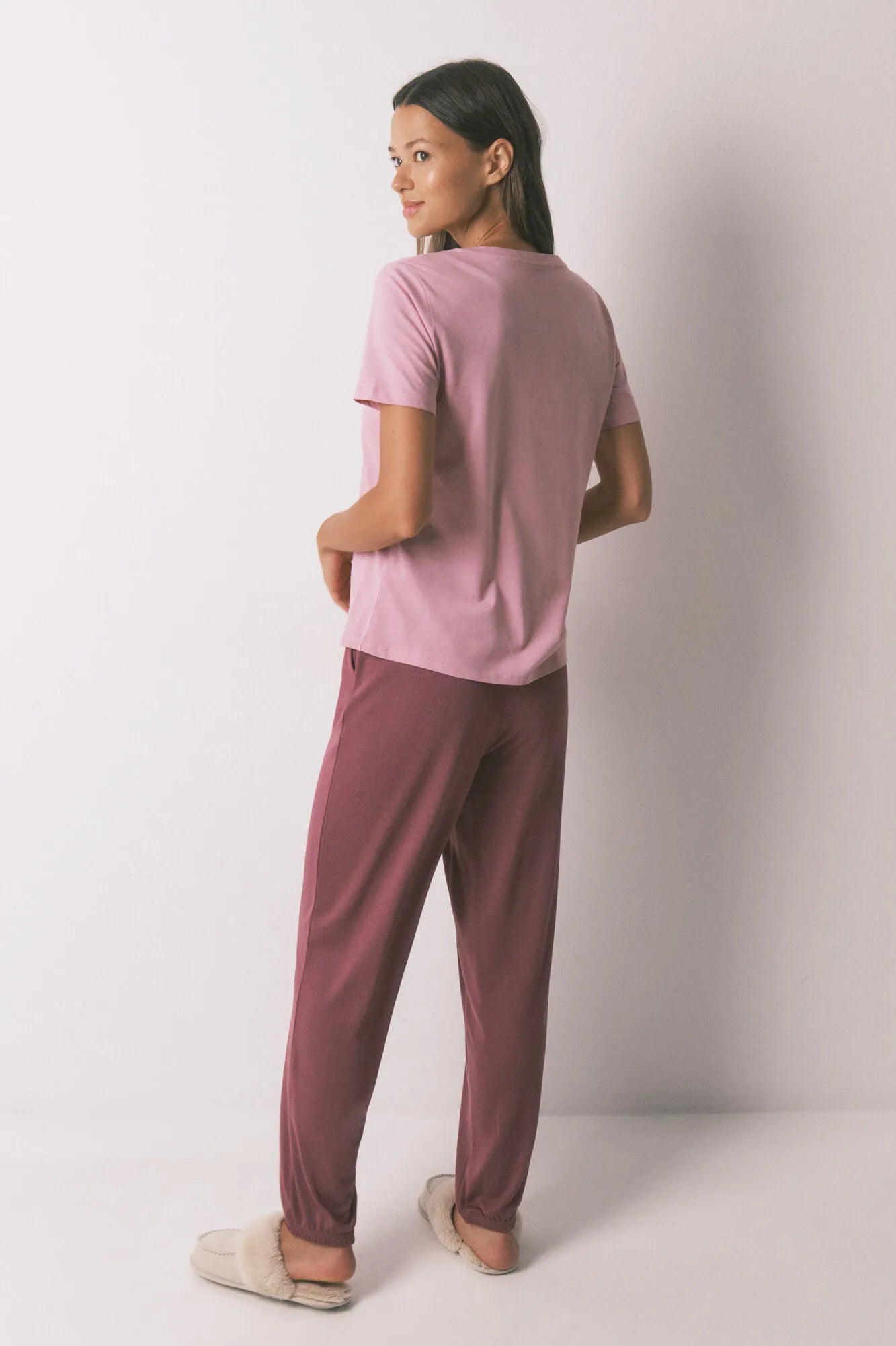 Women Secret_Red_Long Soft Jersey-Knit Maroon Trouser_3702266_68_04