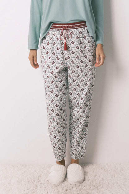 Women Secret_Ivory_100% Cotton Long Trouser with Floral Print_3702283_96_02