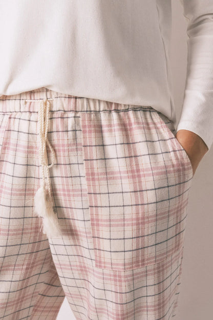 Women Secret_Pink_Long Pink Flannel Trouser with a Plaid Print_3702284_73_03