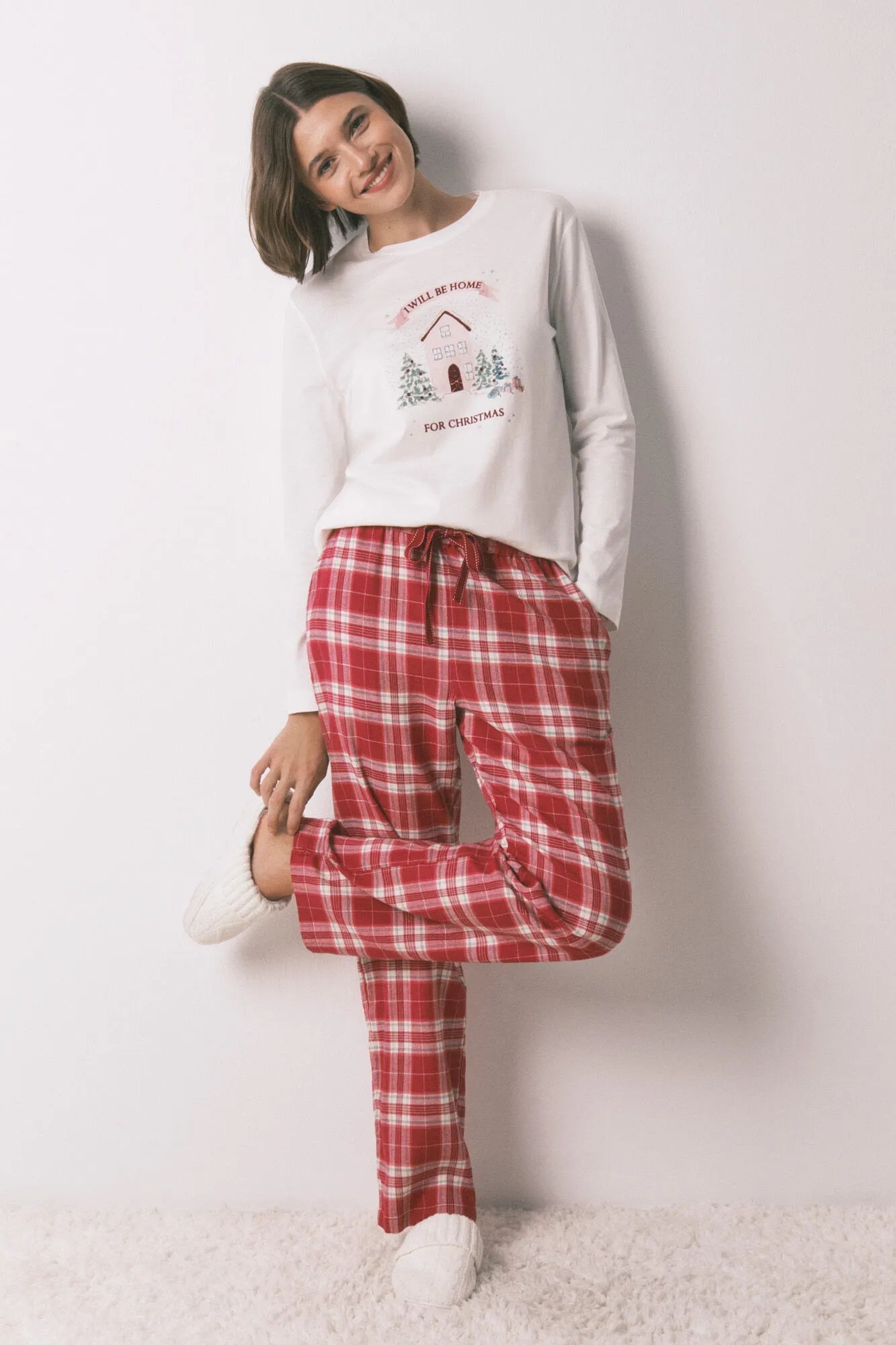 Women Secret_Red Print_Long Red Plaid Print Trouser_3702287_59_02