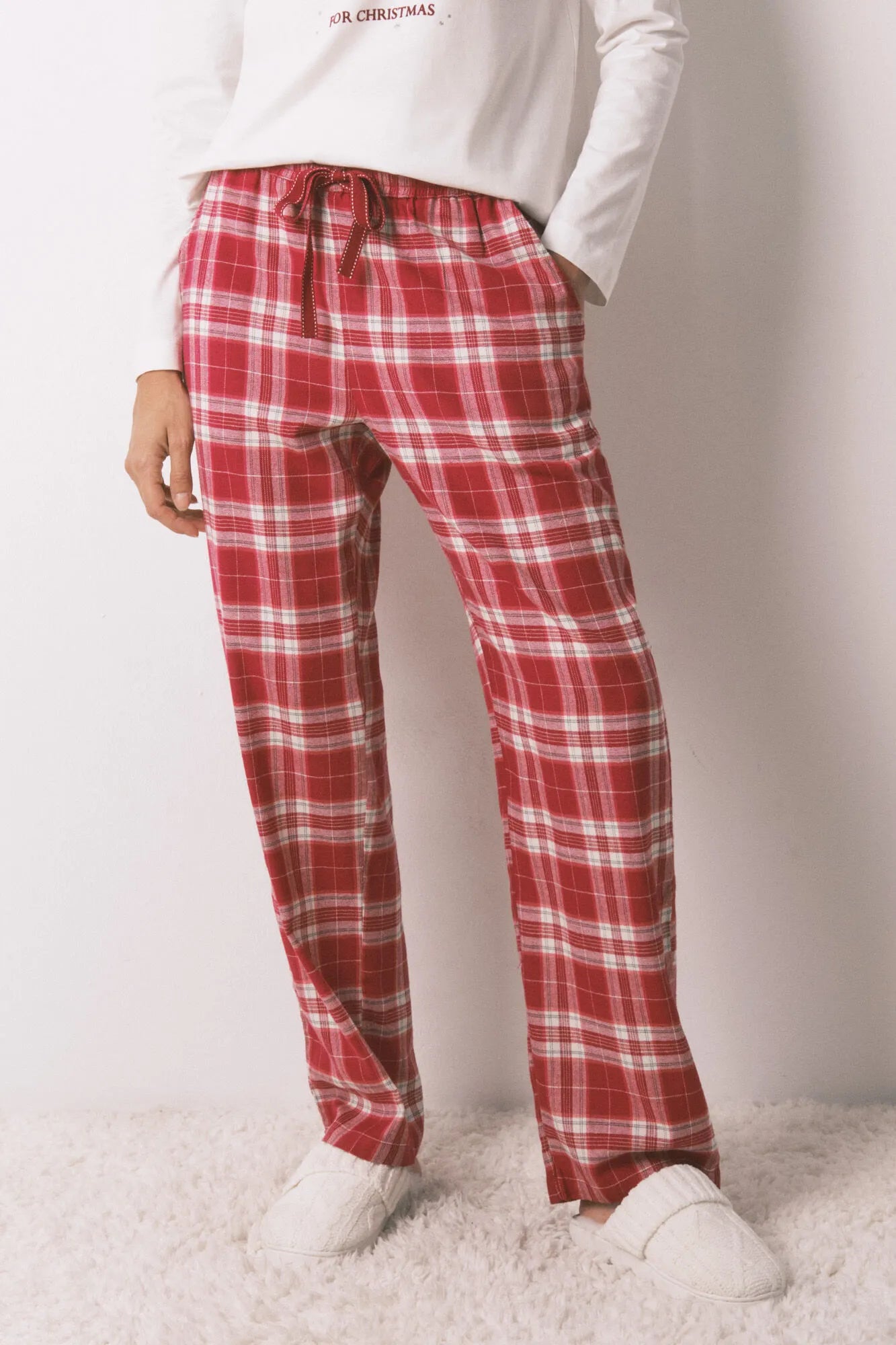 Women Secret_Red Print_Long Red Plaid Print Trouser_3702287_59_05