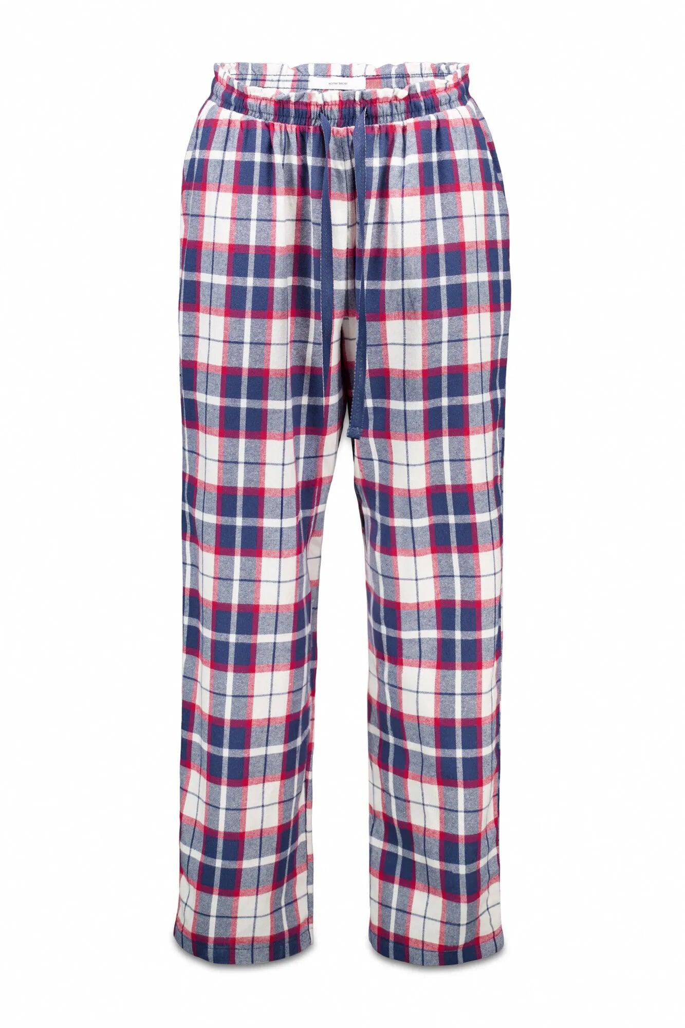 Women Secret_Blue Print_Long 100% Cotton Blue Plaid Flannel Trousers_3702290_19_06