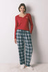 Women Secret_Green Print_Green Plaid 100% Cotton Flannel Long Trousers_3702291_29_01