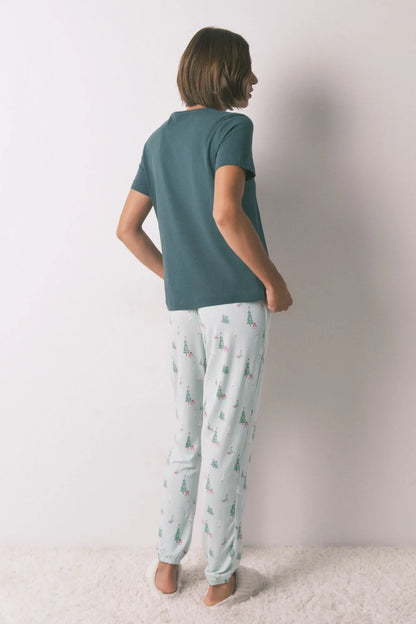 Women Secret_Green_Long Jersey-Knit Trouser with Christmas Print_3702295_23_04