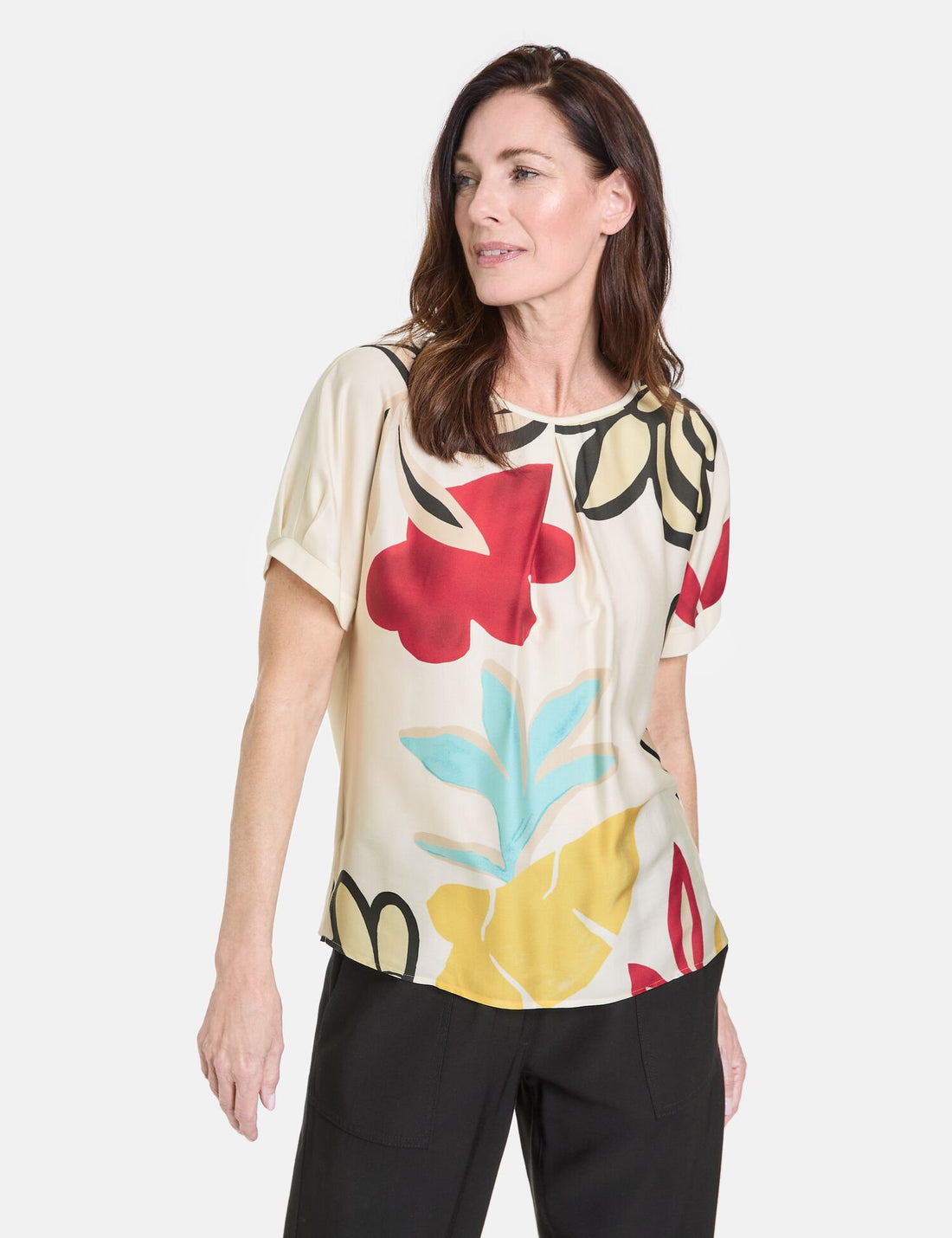 Short Sleeve Top With Fabric Panelling_370269-35019_9048_01