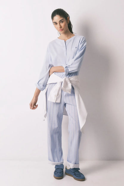 Women Secret_Blue Print_Blue Striped 100% Cotton Long Trousers_3703221_19_01