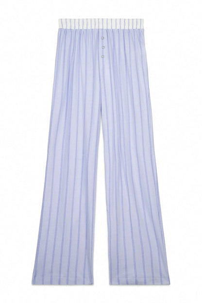 Women Secret_Blue Print_Blue Striped 100% Cotton Long Trousers_3703221_19_05