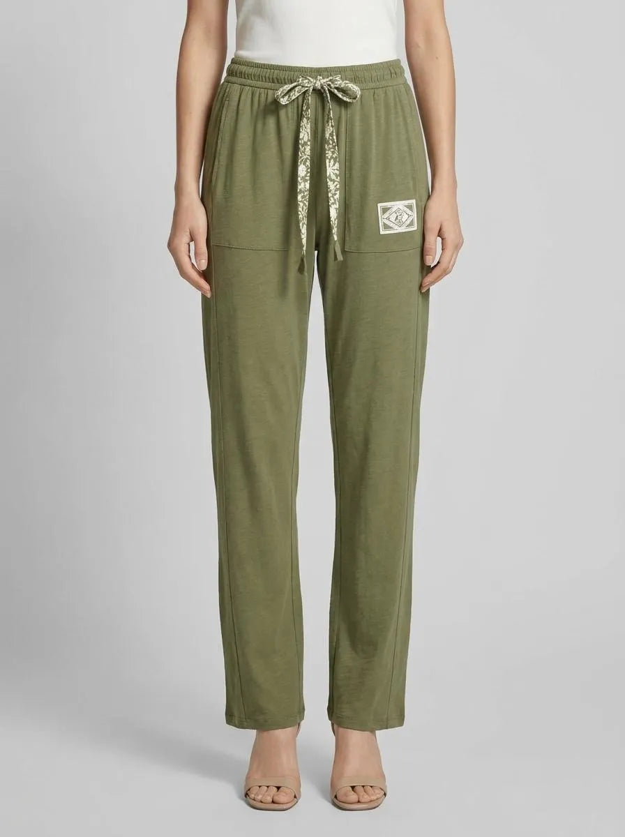 Women Secret_Dark Khaki_Green Cotton Long Trousers_3703222_91_00