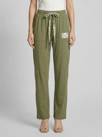 Women Secret_Dark Khaki_Green Cotton Long Trousers_3703222_91_00