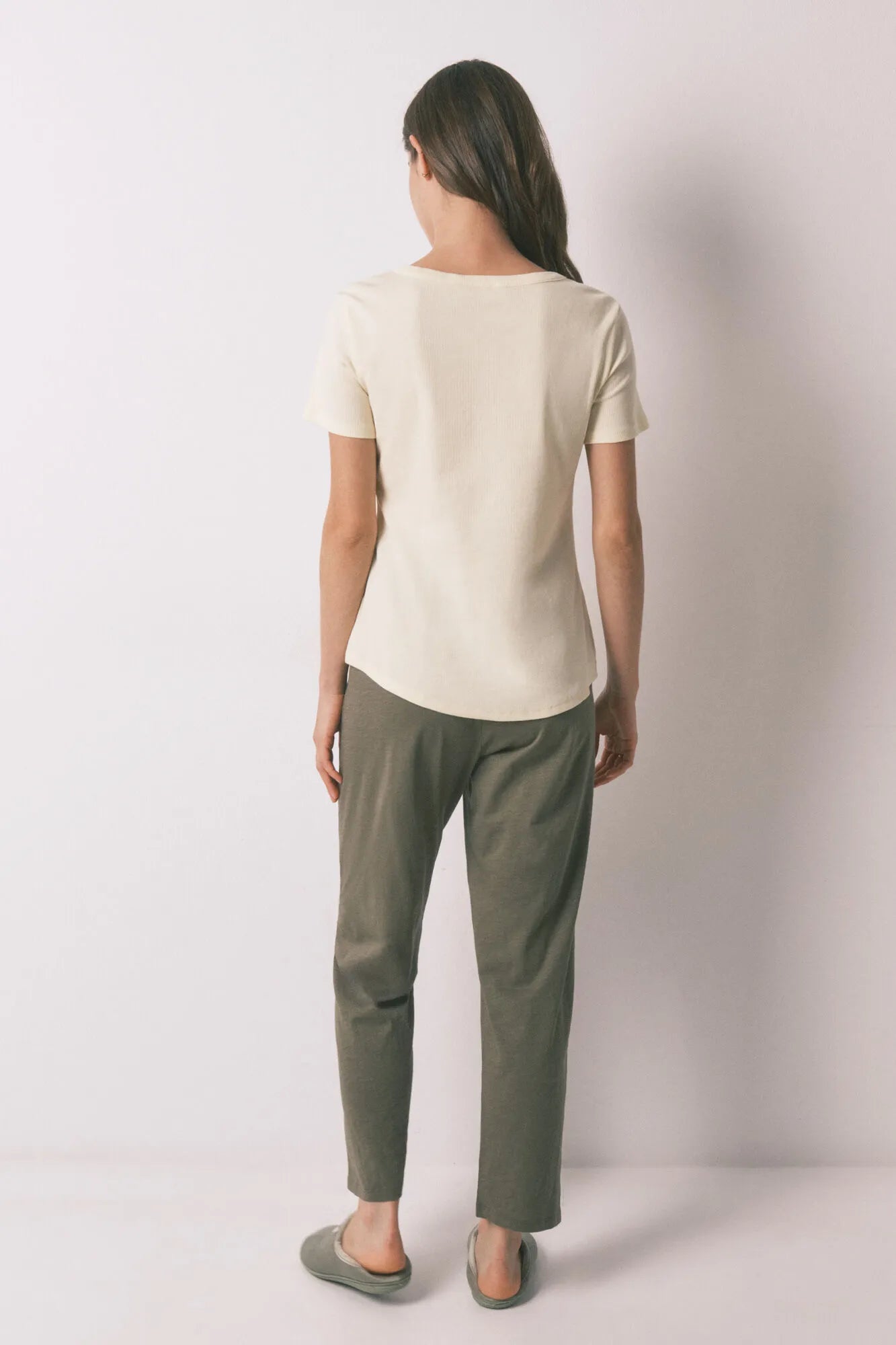 Women Secret_Dark Khaki_Green Cotton Long Trousers_3703222_91_04