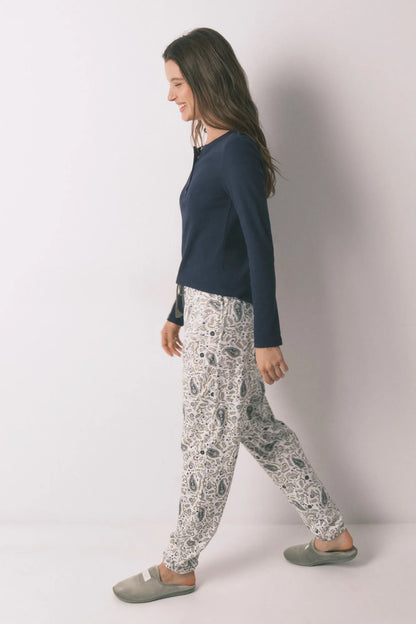 Women Secret_Green Print_Paisley Print Cotton Long Trousers_3703223_29_04