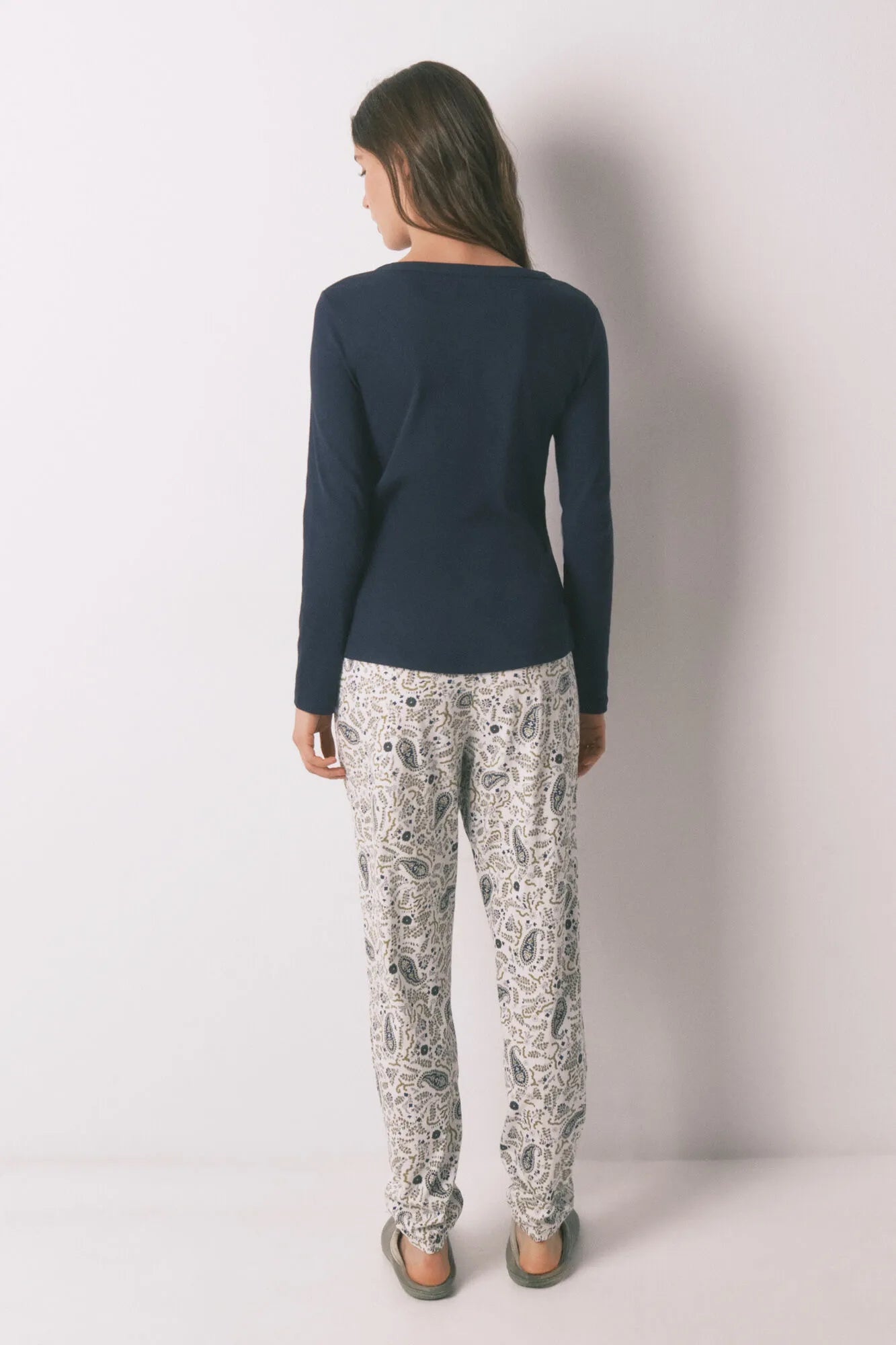 Women Secret_Green Print_Paisley Print Cotton Long Trousers_3703223_29_05