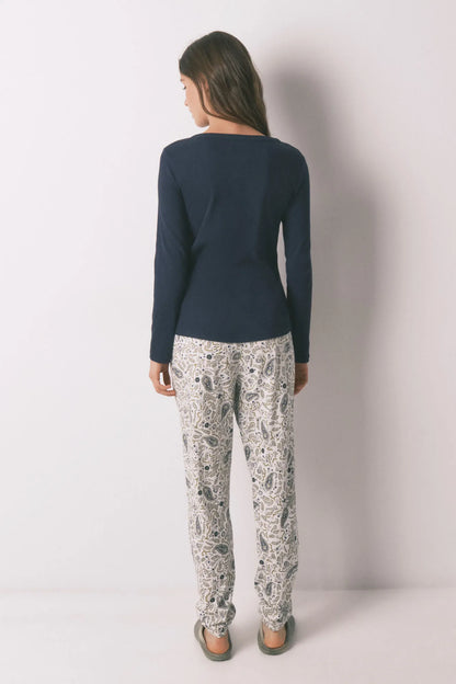 Women Secret_Green Print_Paisley Print Cotton Long Trousers_3703223_29_05