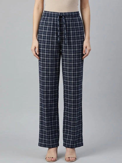 Women Secret Blue Print Women Blue Plaid Long Trousers SKU: 3703224_19 Image 00