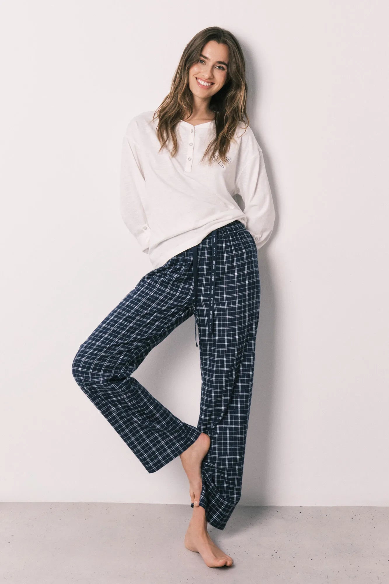 Women Secret Blue Print Women Blue Plaid Long Trousers SKU: 3703224_19 Image 02