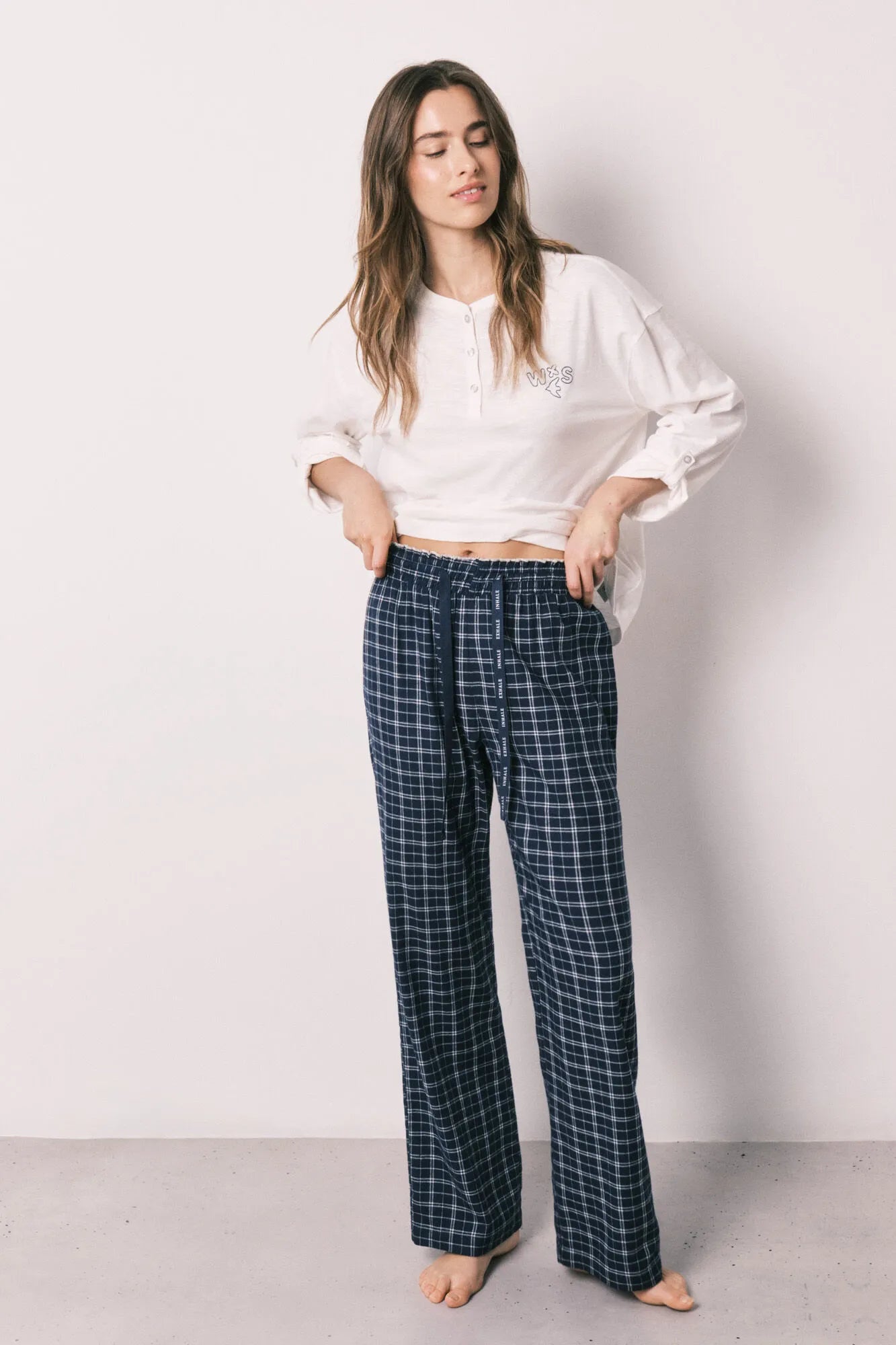 Women Secret Blue Print Women Blue Plaid Long Trousers SKU: 3703224_19 Image 03