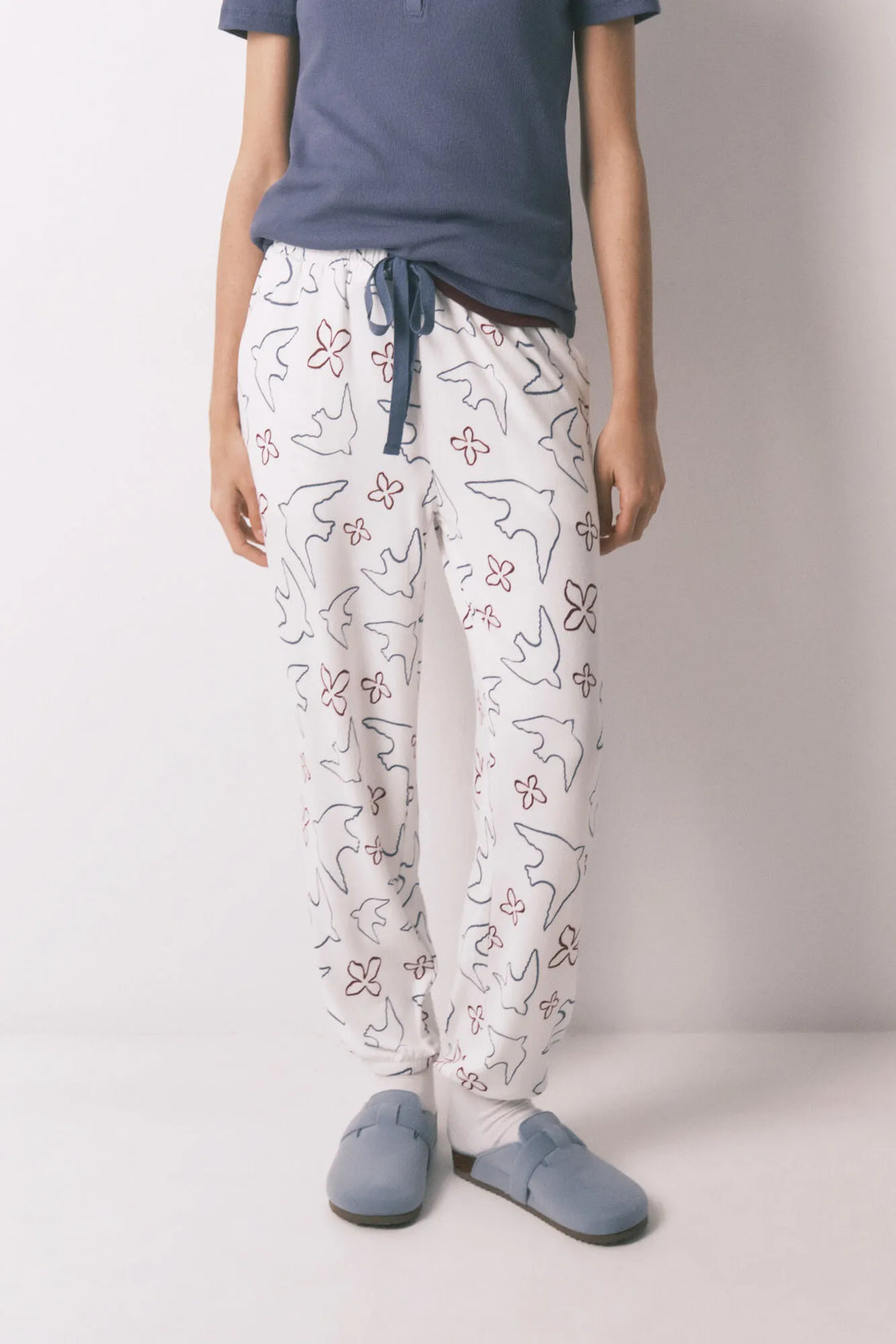 Women Secret_White Print_White Long Bird Print Trousers_3703227_97_01