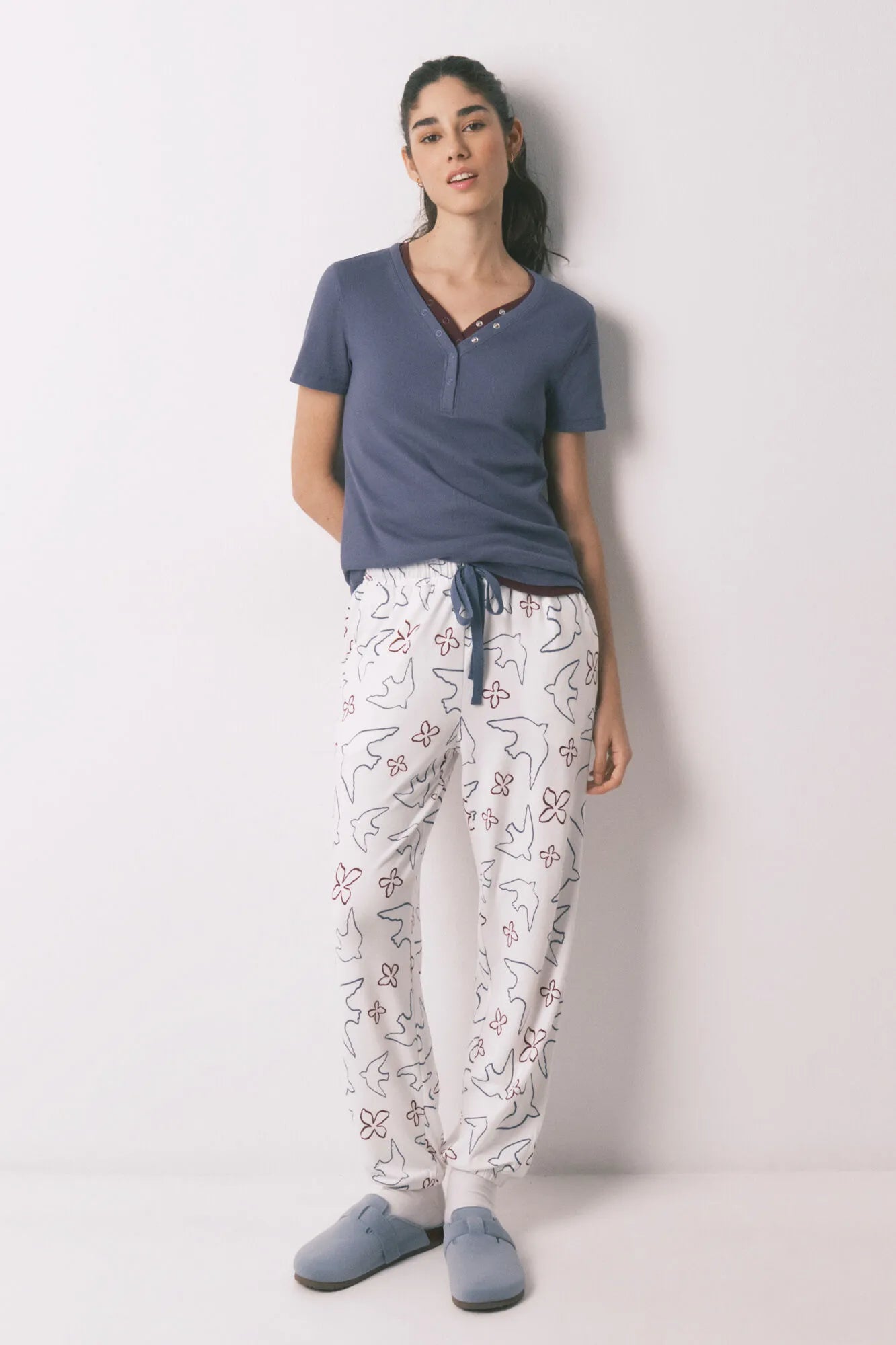 Women Secret_White Print_White Long Bird Print Trousers_3703227_97_02