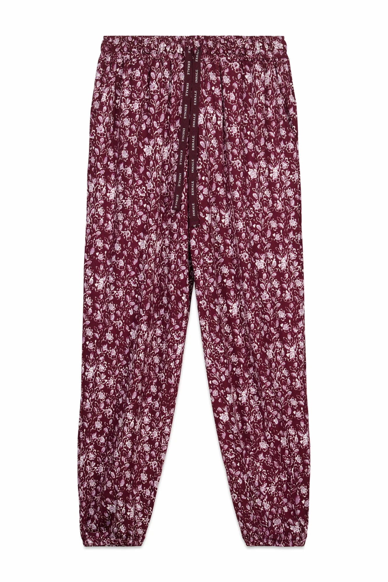 Women Secret_Maroon Print_Burgundy Long Floral Print Trousers_3703228_58_06