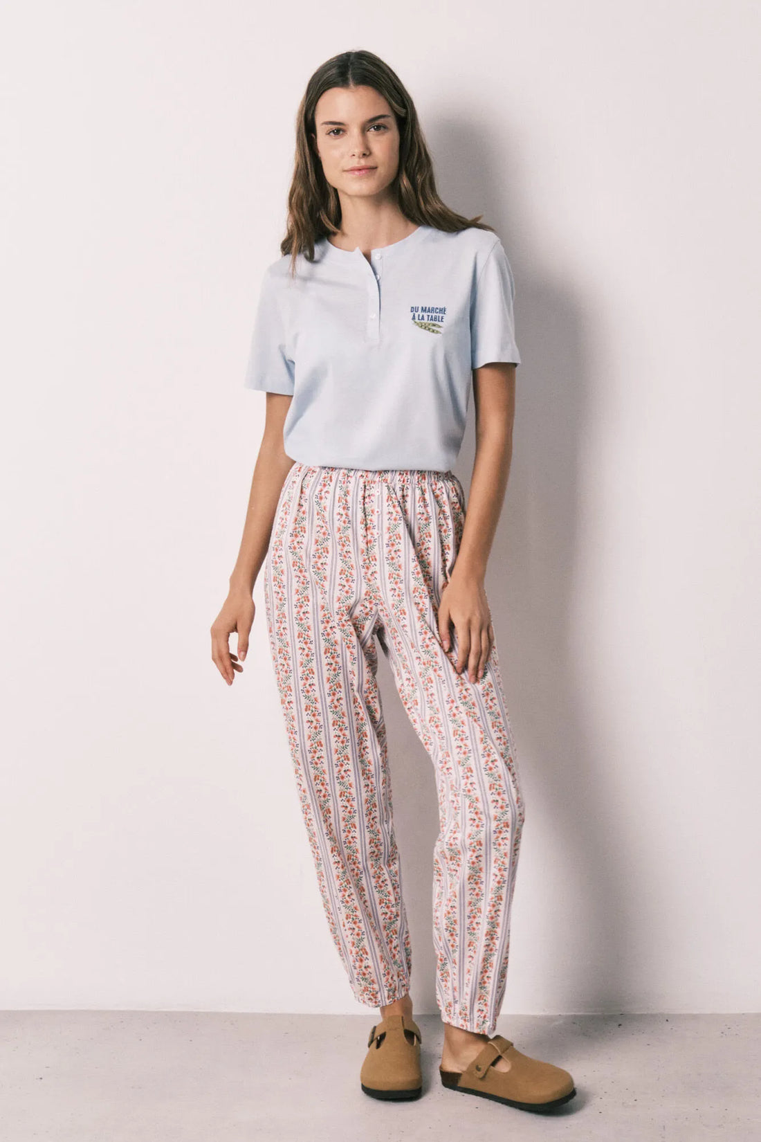 Women Secret Pink Women Floral Print 100% Cotton Carrot Trousers SKU: 3703230_73 Image 01