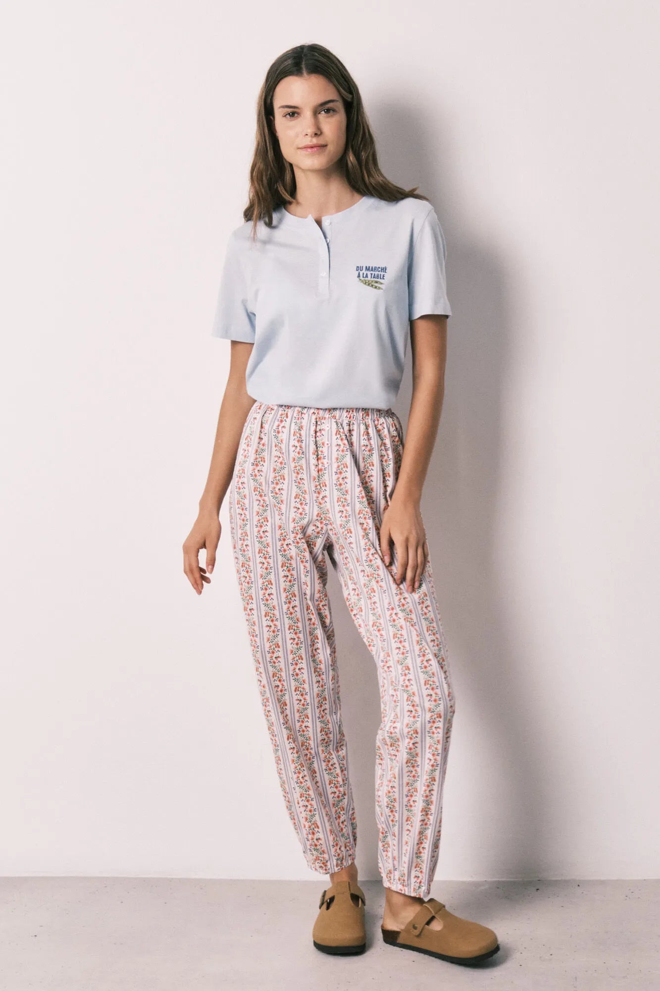 Women Secret Pink Women Floral Print 100% Cotton Carrot Trousers SKU: 3703230_73 Image 01
