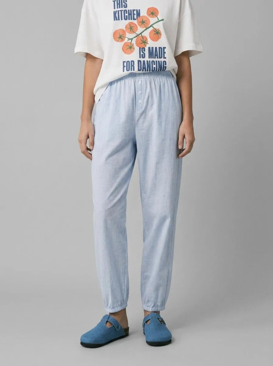 Women Secret Blue Print Women Striped 100% Cotton Carrot Trousers SKU: 3703231_19 Image 00