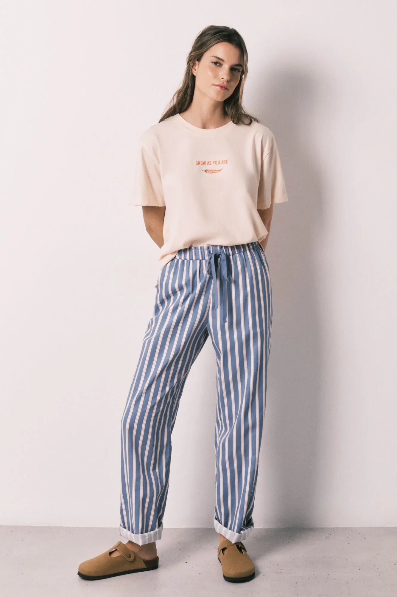 Women Secret Blue Print Women Striped Viscose Long Trousers SKU: 3703232_19 Image 03