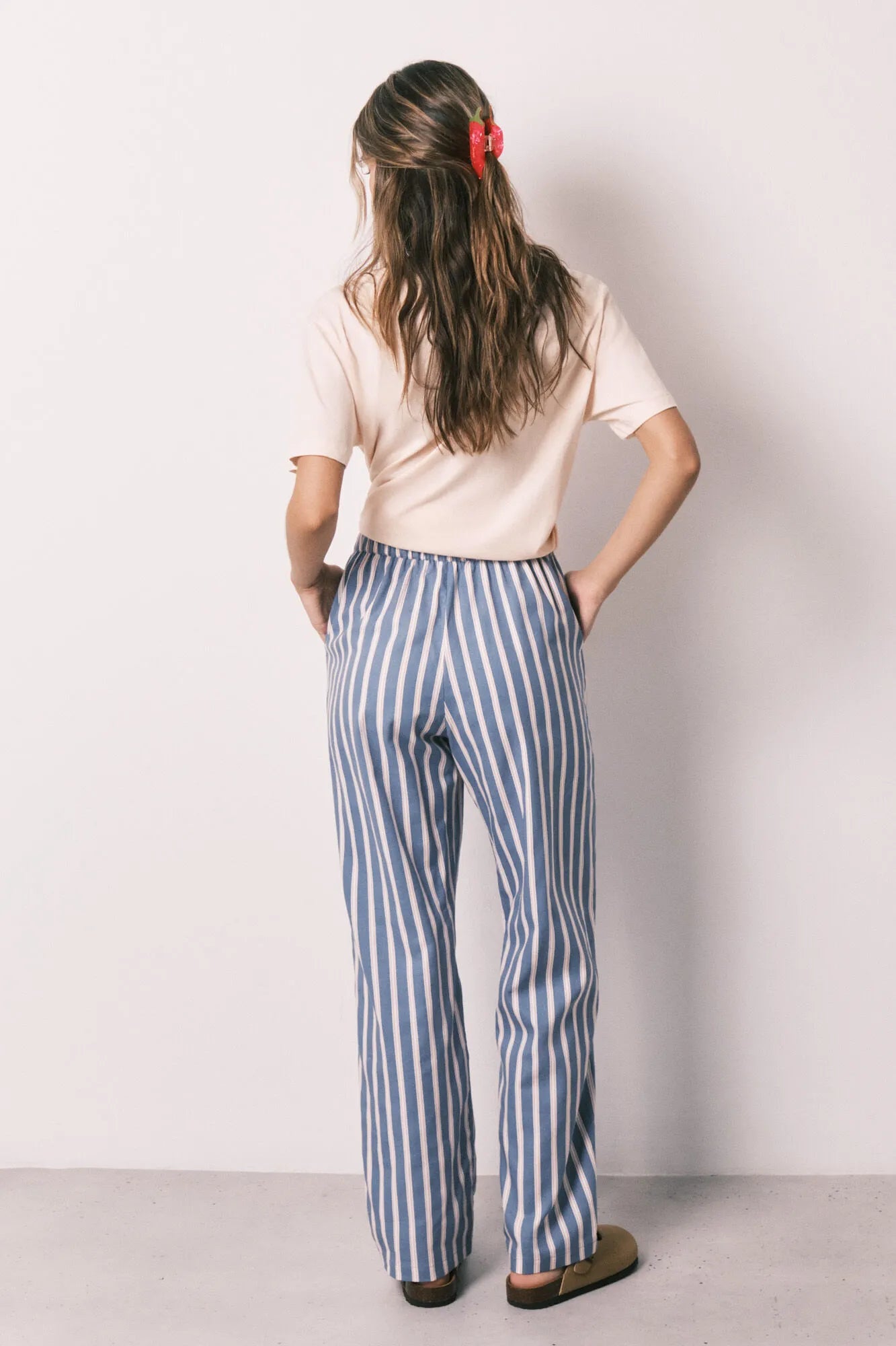 Women Secret Blue Print Women Striped Viscose Long Trousers SKU: 3703232_19 Image 05