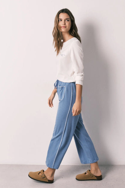 Women Secret Light Blue Women 100% Cotton Denim Capri Trousers SKU: 3703234_16 Image 01