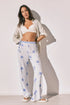 Women Secret Blue Print Women Palm Print Striped Long Trousers SKU: 3703235_19 Image 01