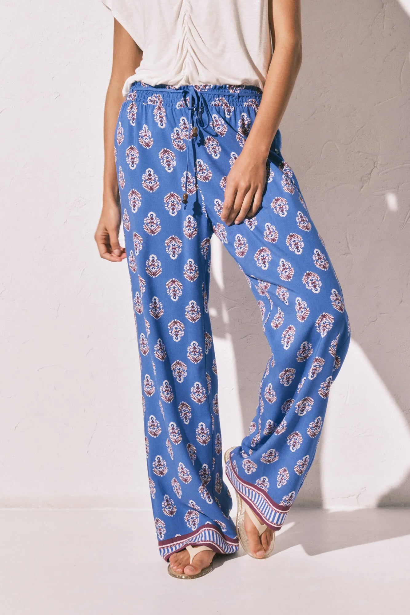 Women Secret Blue Print Women Blue Printed Long Trousers SKU: 3703240_19 Image 02