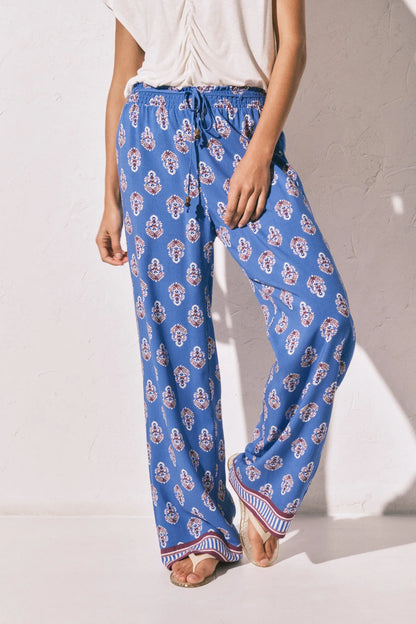 Women Secret Blue Print Women Blue Printed Long Trousers SKU: 3703240_19 Image 02
