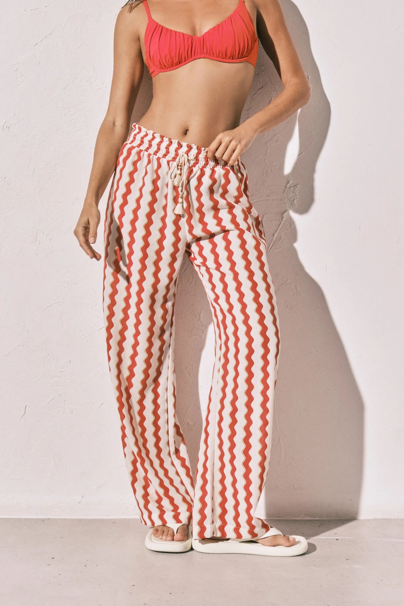 Women Secret Red Print Women Printed Textured Long Trousers SKU: 3703243_59 Image 02