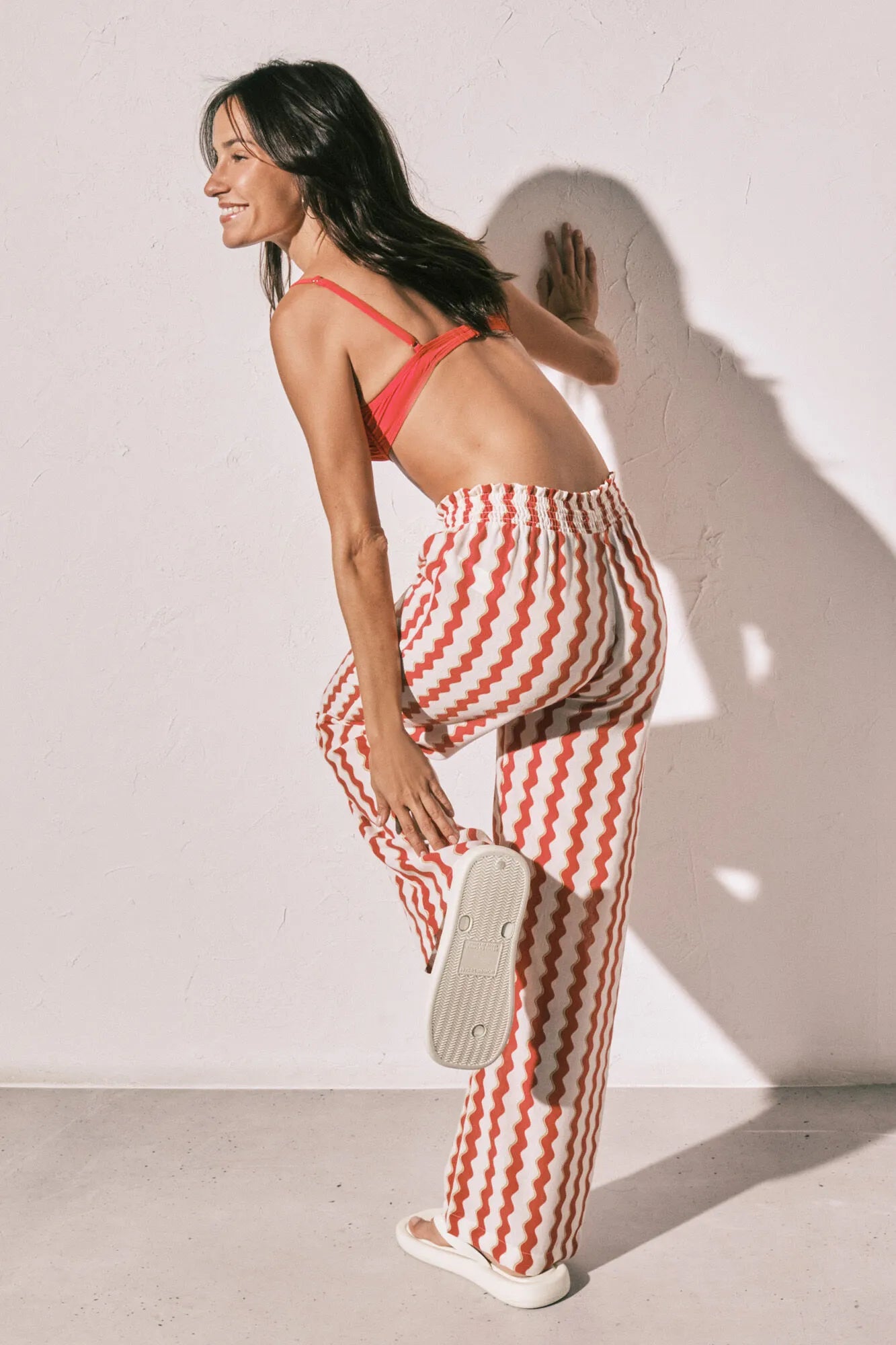 Women Secret Red Print Women Printed Textured Long Trousers SKU: 3703243_59 Image 05