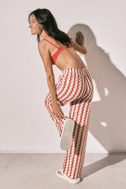 Women Secret Red Print Women Printed Textured Long Trousers SKU: 3703243_59 Image 05