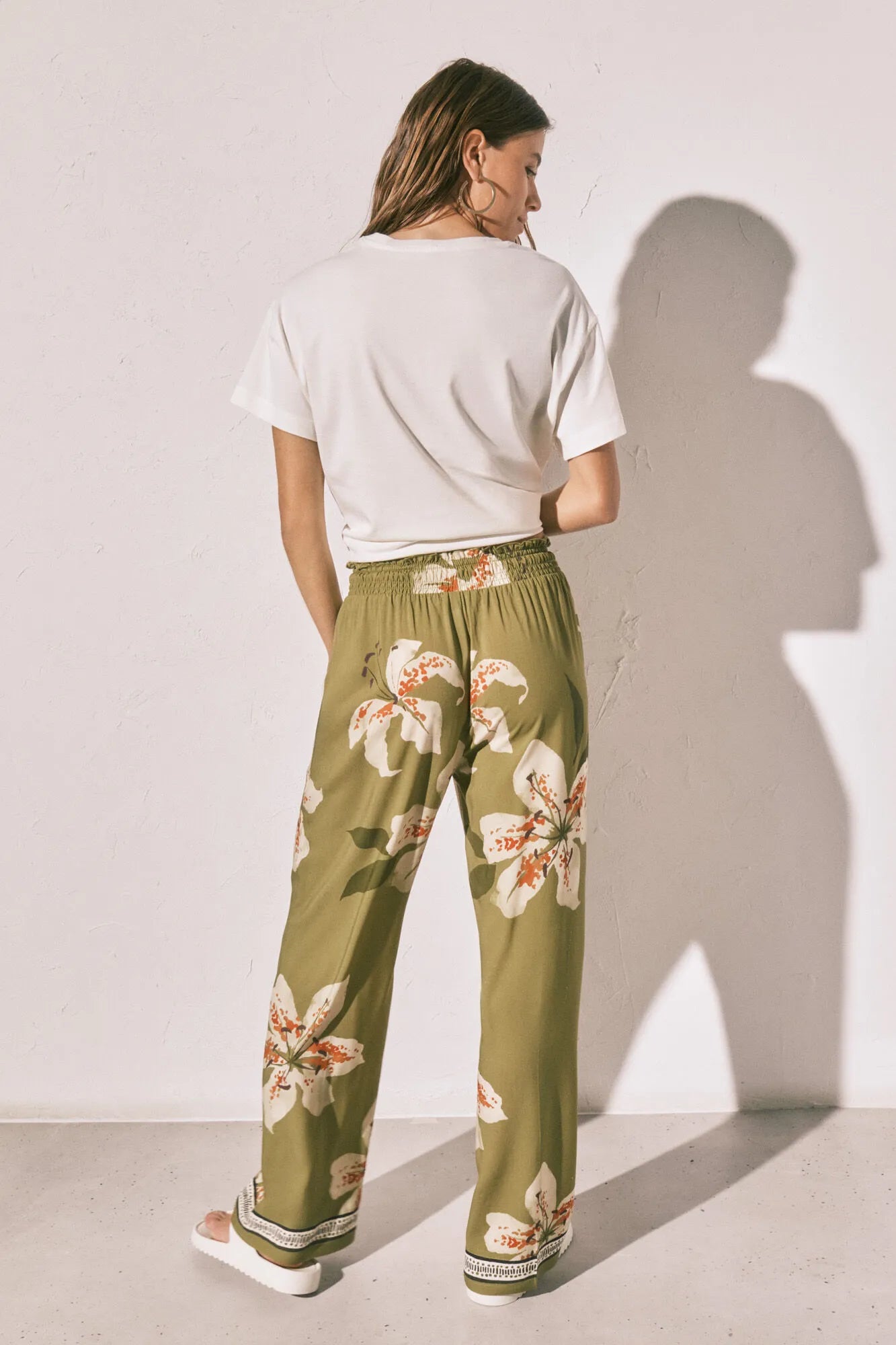 Women Secret Green Print Women Floral Print Long Trousers SKU: 3703249_29 Image 04