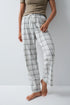 Women Secret White Print Women Plaid Cotton Long Trousers SKU: 3704536_97 Image 01