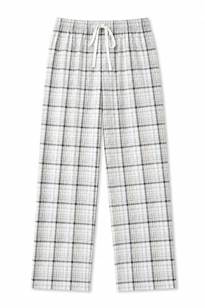 Women Secret White Print Women Plaid Cotton Long Trousers SKU: 3704536_97 Image 06