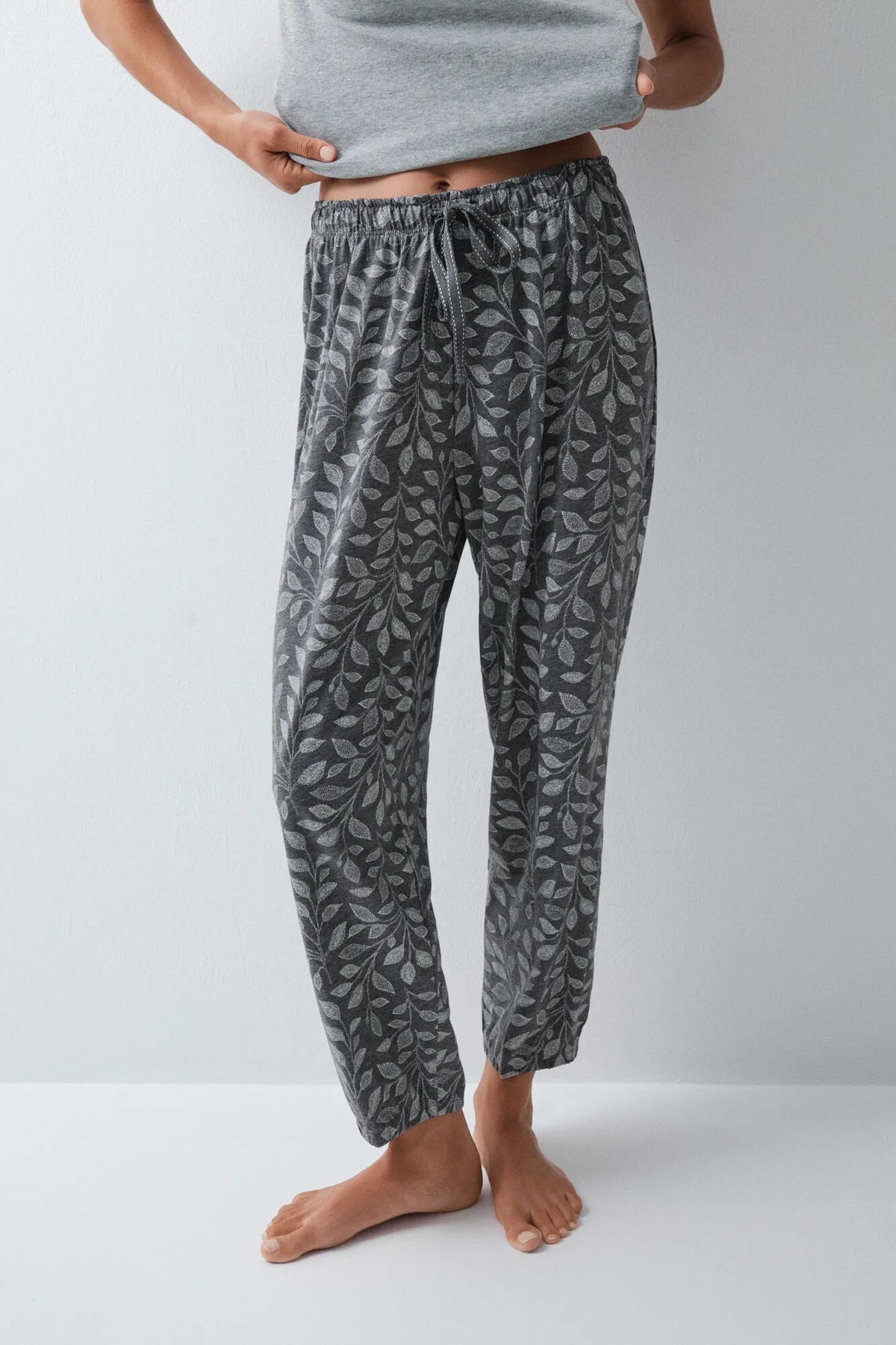 Women Secret Grey Print Women Grey Cotton Balloon Trousers SKU: 3704537_49 Image 02