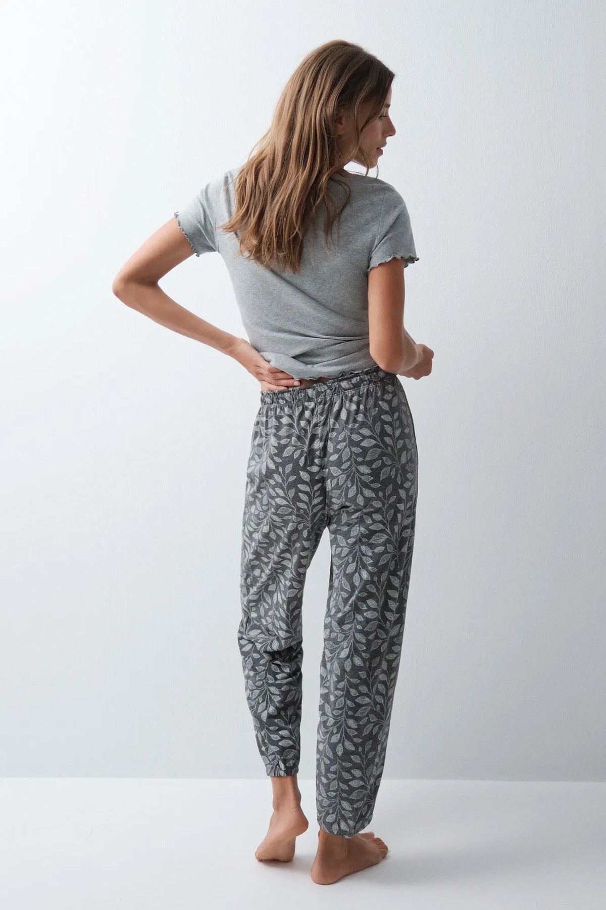 Women Secret Grey Print Women Grey Cotton Balloon Trousers SKU: 3704537_49 Image 04