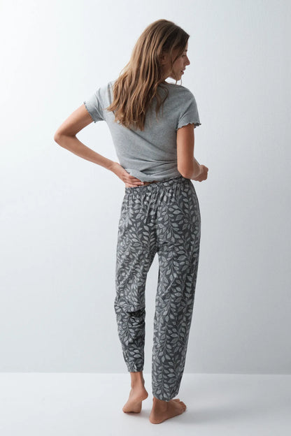 Women Secret Grey Print Women Grey Cotton Balloon Trousers SKU: 3704537_49 Image 04
