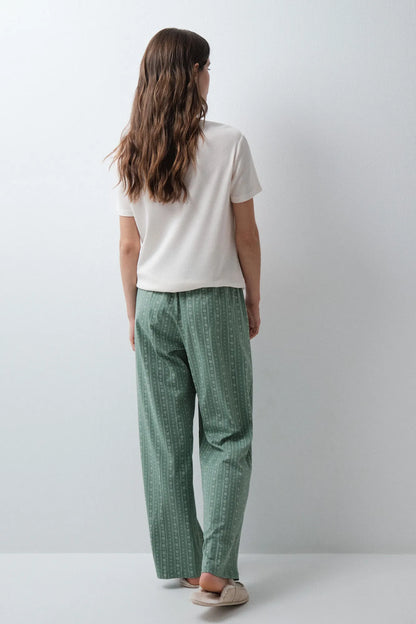Women Secret Green Women Green Cotton Floral Long Trousers SKU: 3704539_23 Image 04