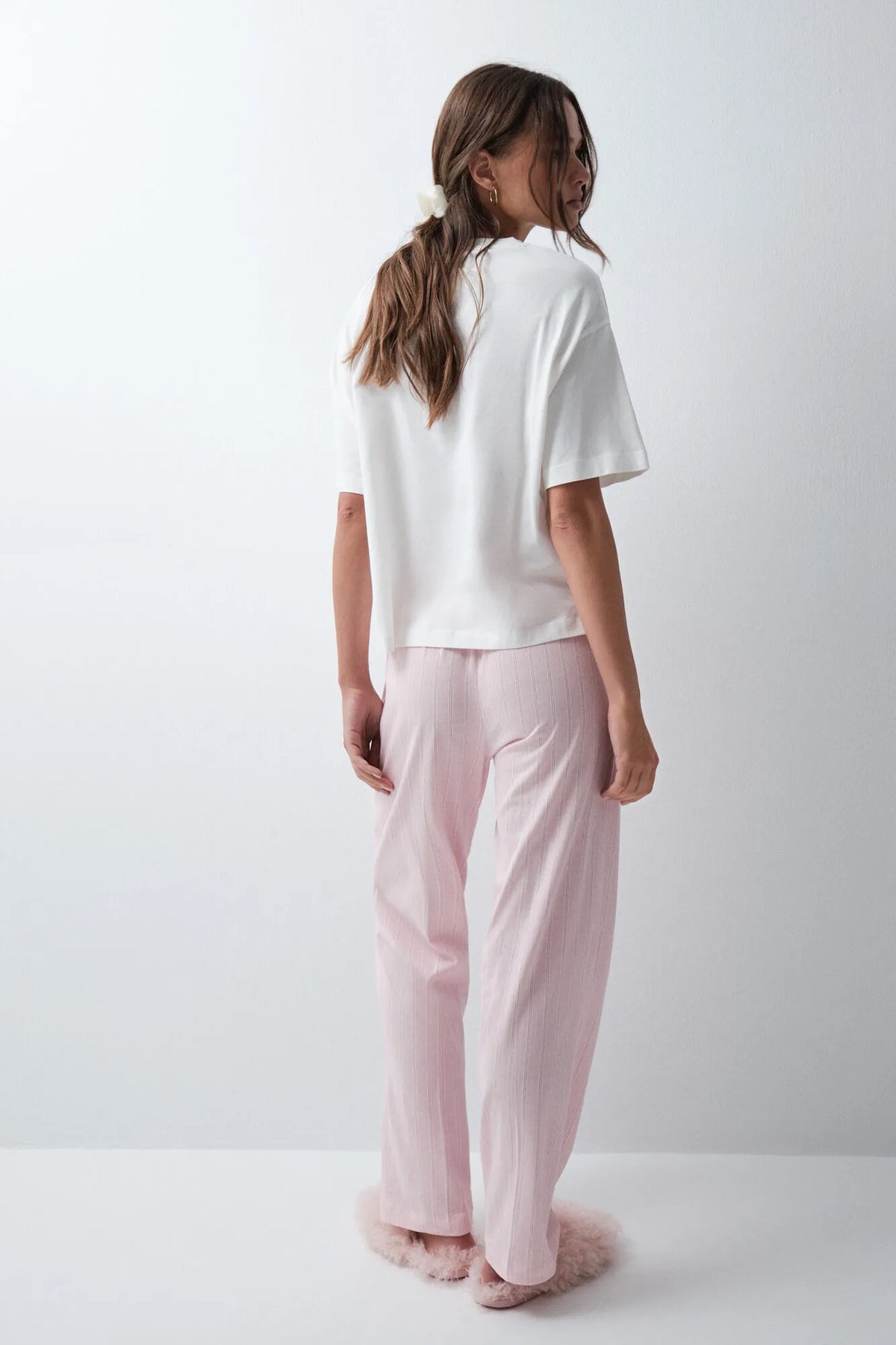 Women Secret Pink Women Pink Striped Long Trousers SKU: 3704541_73 Image 03