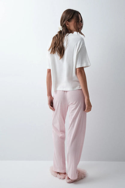 Women Secret Pink Women Pink Striped Long Trousers SKU: 3704541_73 Image 03