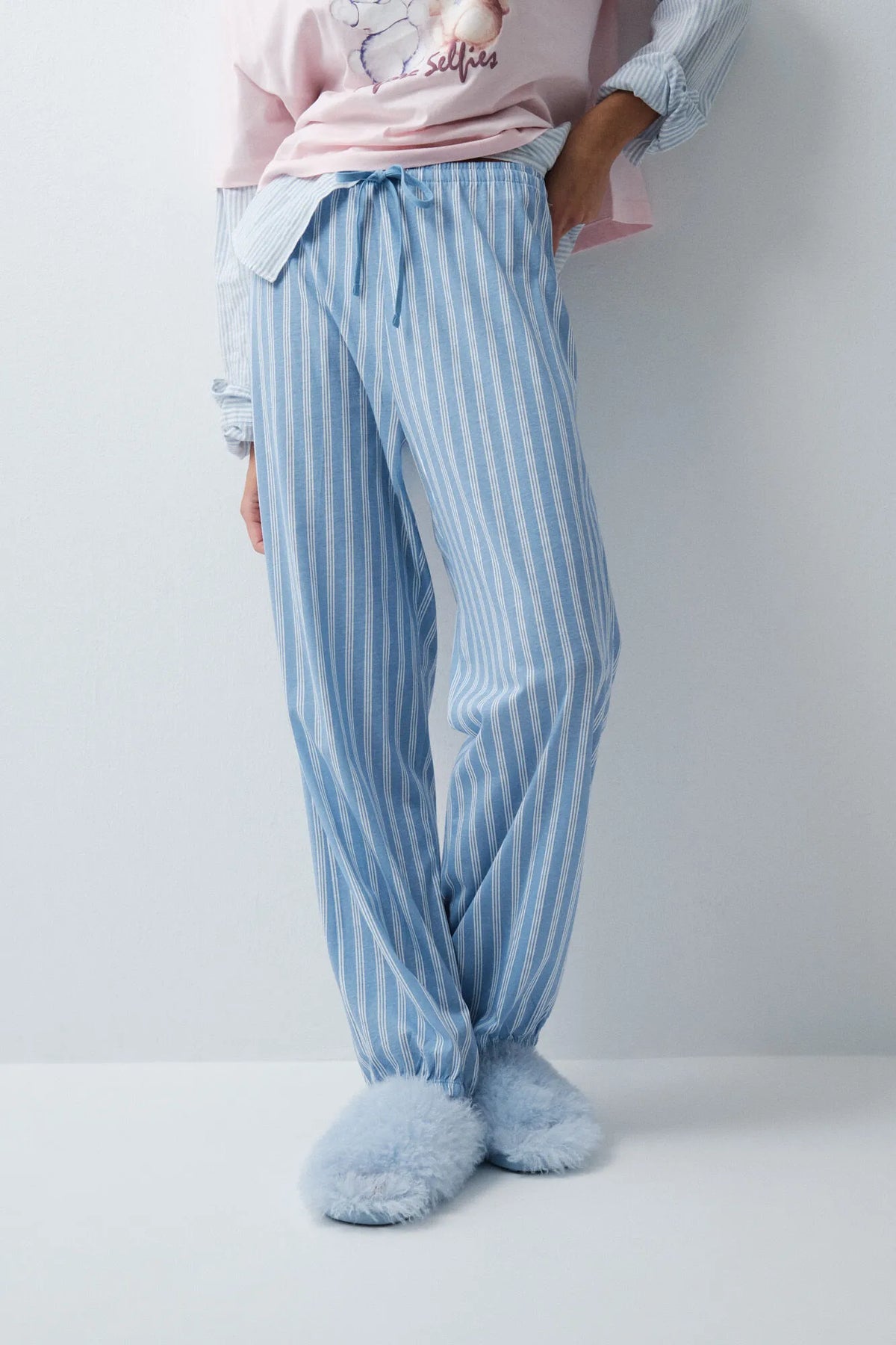 Women Secret Blue Print Women Blue Striped Balloon Trousers SKU: 3704542_19 Image 03