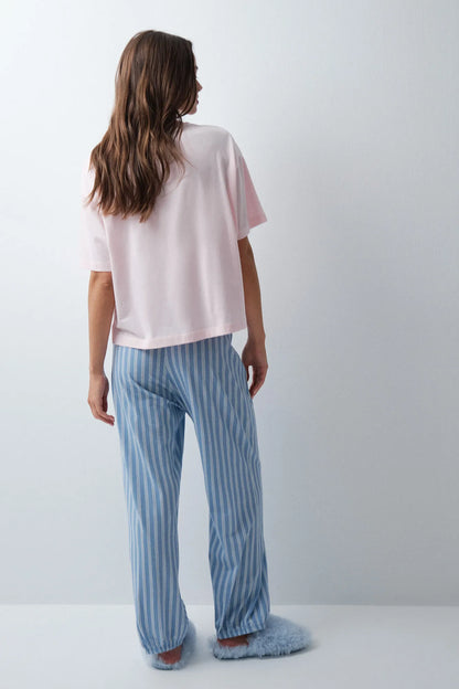 Women Secret Blue Print Women Blue Striped Balloon Trousers SKU: 3704542_19 Image 04