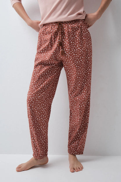 Women Secret Medium Brown Women Brown Mini Floral Long Trousers SKU: 3704543_31 Image 03