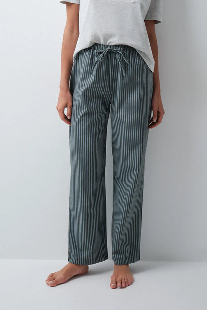 Women Secret Green Print Women Green Striped Long Trousers SKU: 3704545_29 Image 03
