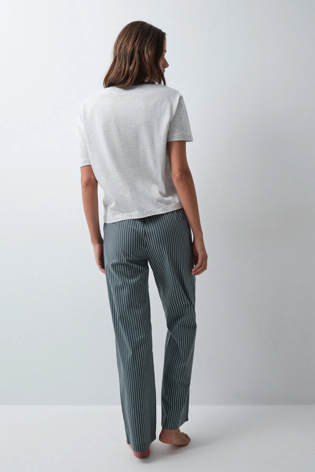 Women Secret Green Print Women Green Striped Long Trousers SKU: 3704545_29 Image 04